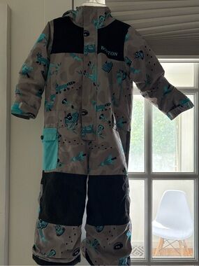 Burton Grey & Teal Kids' One-Piece Snow Suit with Raccoon Print
